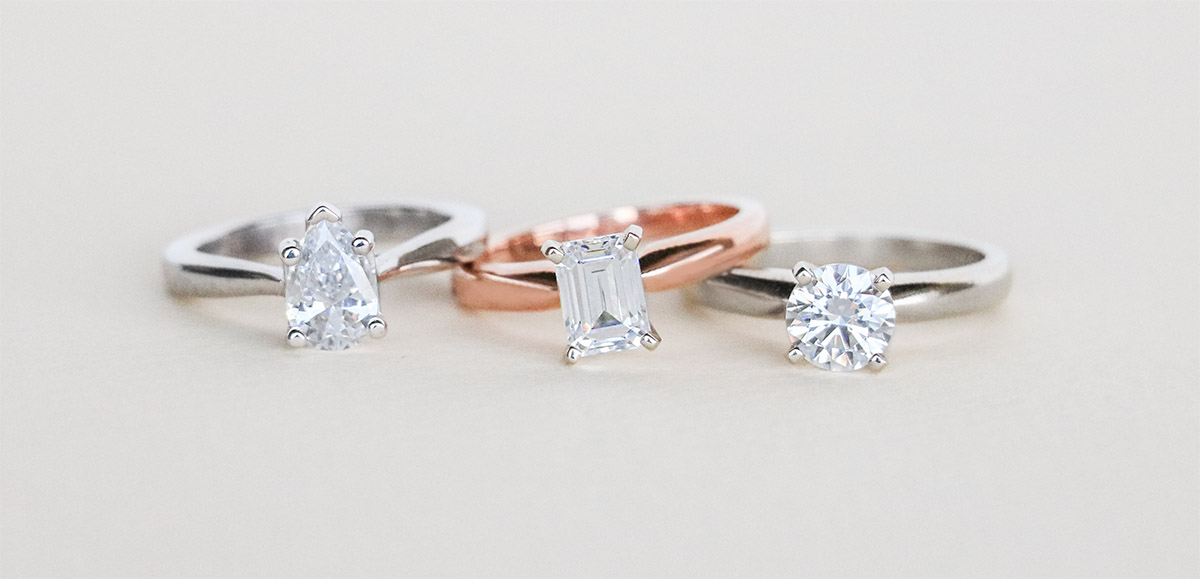 solitaire rings of various shapes