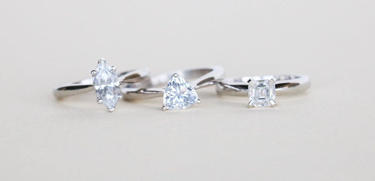 solitaire rings of various shapes