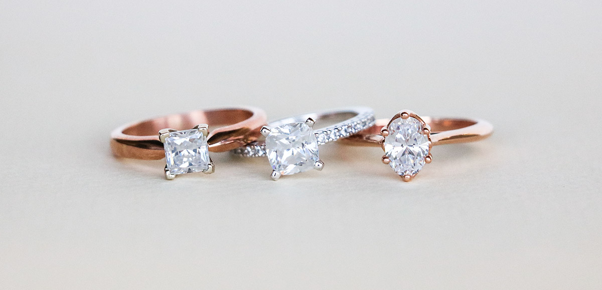 solitaire rings of various shapes