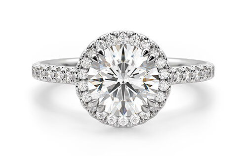 a round cut halo engagement ring