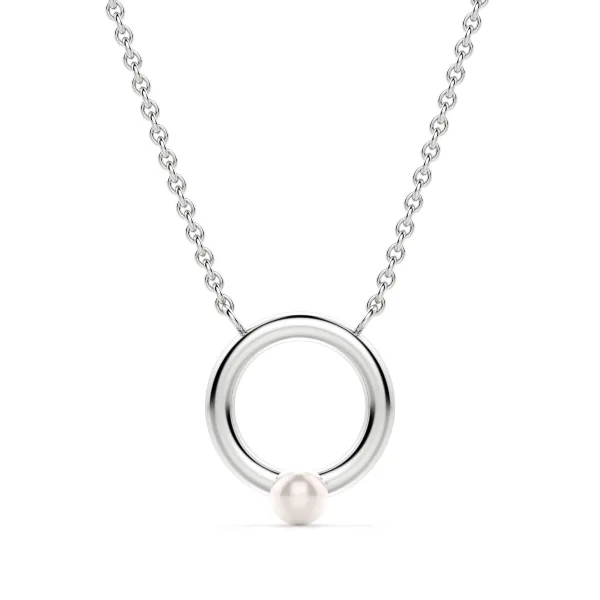 Pearl Circle Necklace, Sterling Silver