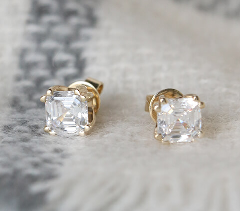 Asscher Cut Studs